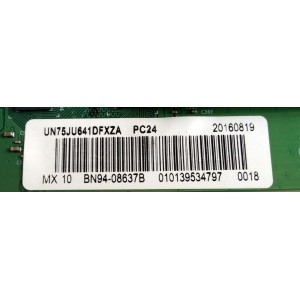 T-CON PARA TV SAMSUNG BN94-08637B / BN97-10060N / BN41-02319A / SUSTITUTA BN94-08637A / PANEL CY-GJ075HGLV5H / MODELOS UN75JU650DFXZA UD02 / UN75JU650DFXZA UD04 / UN75JU641DFXZA UD04 / UN75JU641DFXZA TD03 / UN75JU641DFXZA UD02 / UN75JU6500FXZA UD04